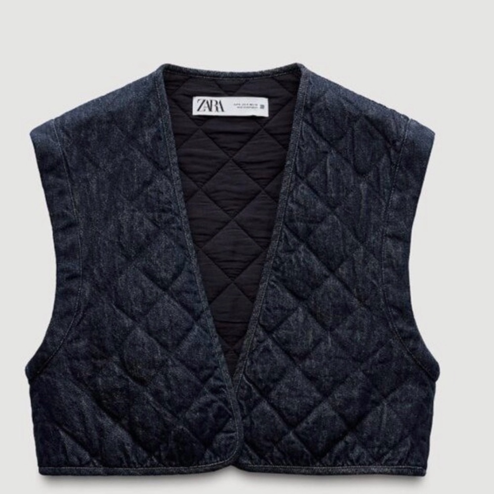 Zara Woman’s Dark Wash Quilted Denim Vest -size XS (BNWT)